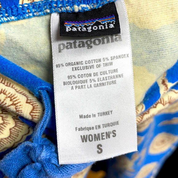Patagonia Rare A-Line Denim Blue And Tan Floral Print Drawstring Minskirt Sz S - Picture 3 of 6